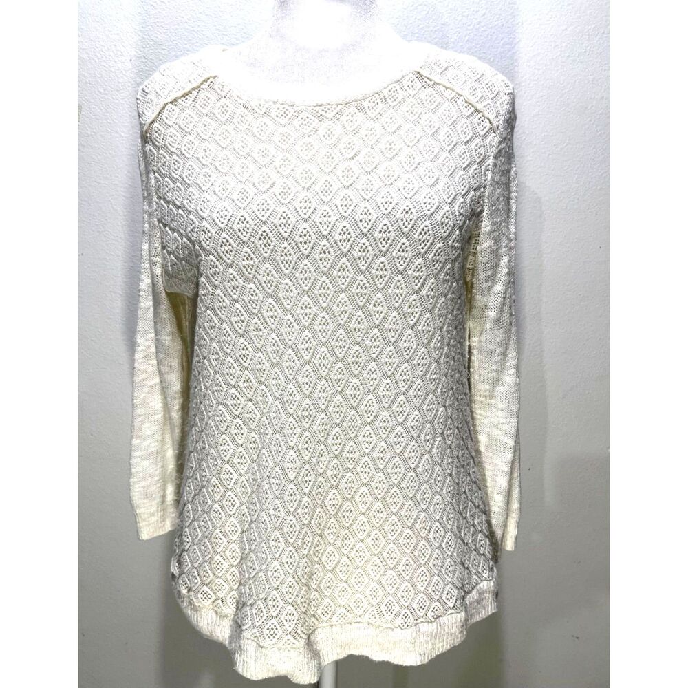 Lucky brand shirt sweater lace white romantic  casual women's S